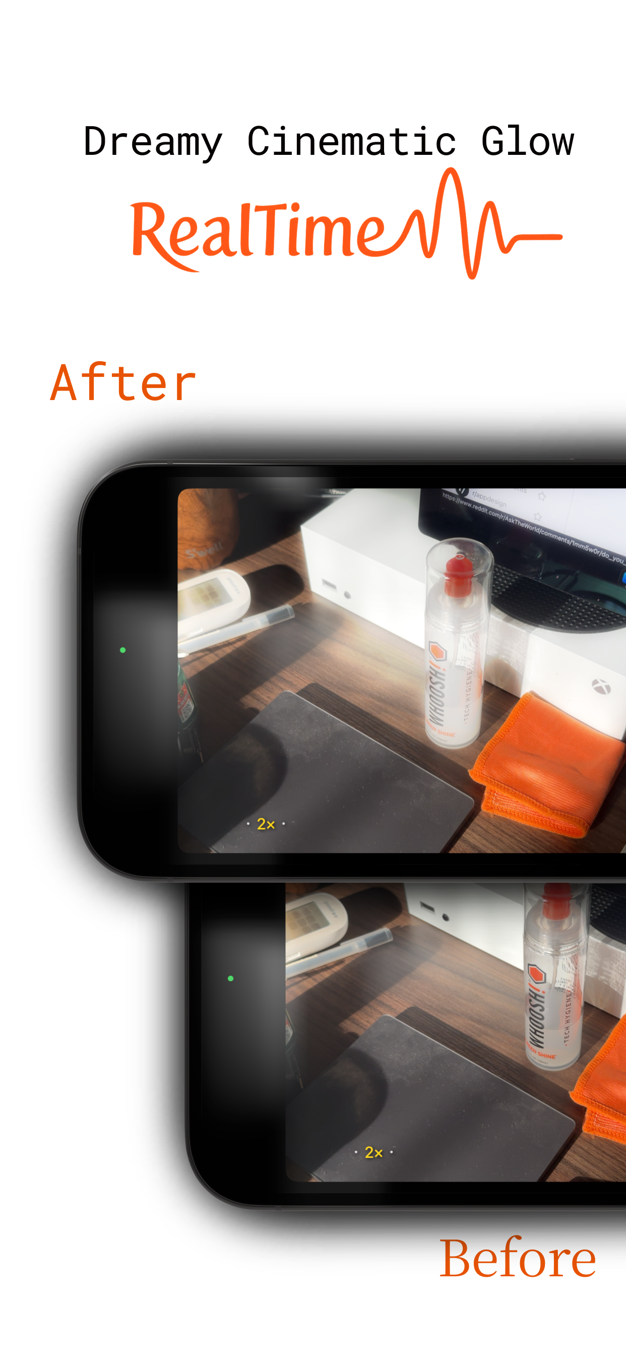 MistLens interface with Mist, Highlight, and Brightness sliders for precise control
